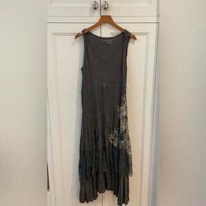 Lauren Vidal Dark Gray and Cream Dress—BEAUTIFUL!! Great Fabric—Y2KBoho—XS